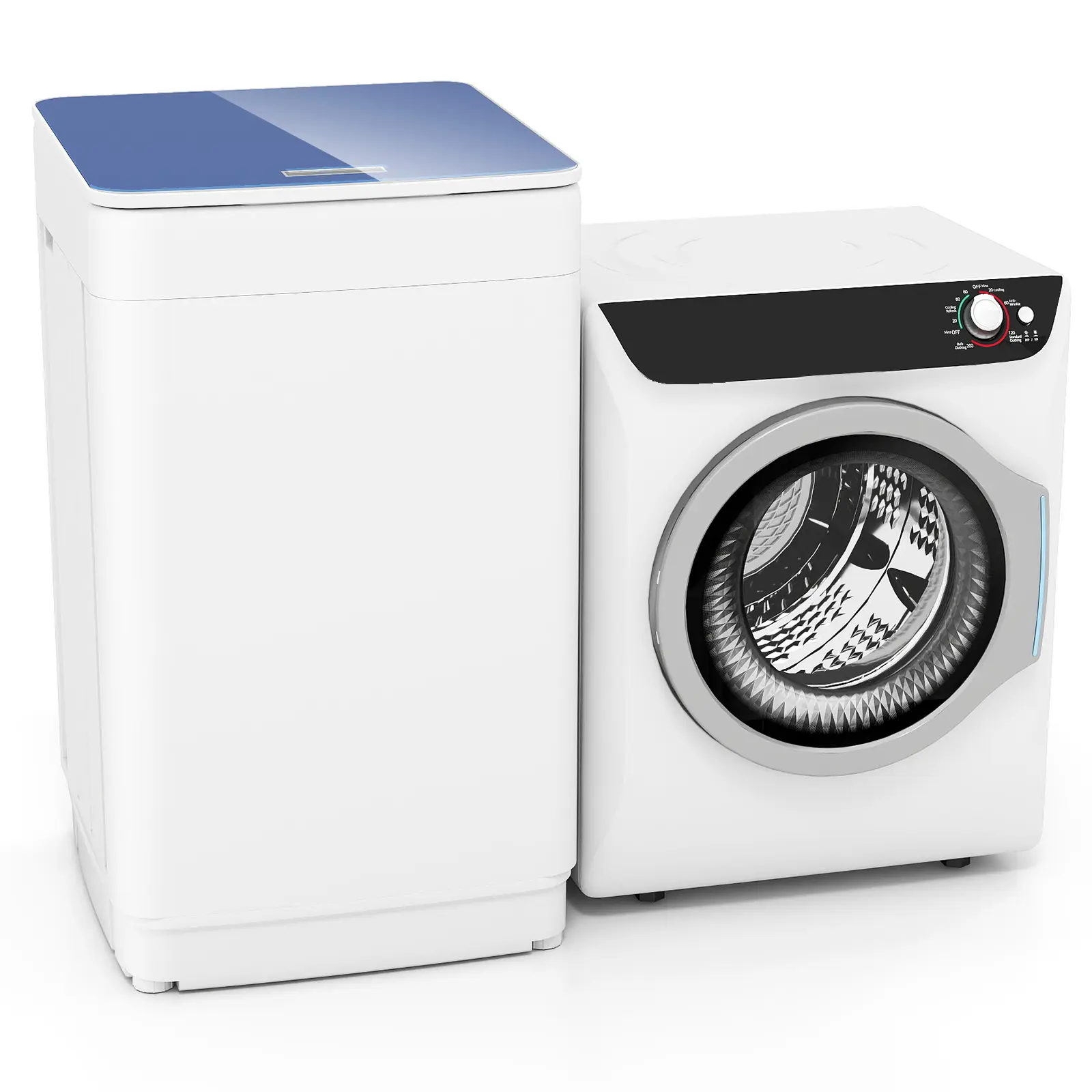 Auertech Fully Automatic Washer & Dry+Wash Combo Set, 20Lbs Capacity with 7 Wash Cycles, 4 Water Levels, Drain Pump, 1400W Power, LED Display, Shoe Dryer for Small Spaces (Apartment, Dorm)