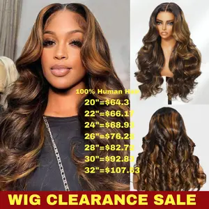 [Wig Clearance Sale] 200 Density Highlight 20 Inch to 32 Inch Wigs 1B/30 Ombre Color Body Wave Lace Frontal Human Hair Wigs for Women 13x4 Transparent Skinlike Mother's Day Gift
