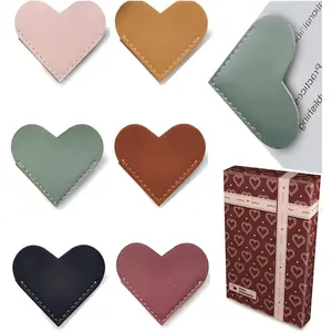 Leather Heart Bookmarks (6pcs) - Cute & Practical Reading Accessory for Book Lovers, Teachers, Students for  Ages