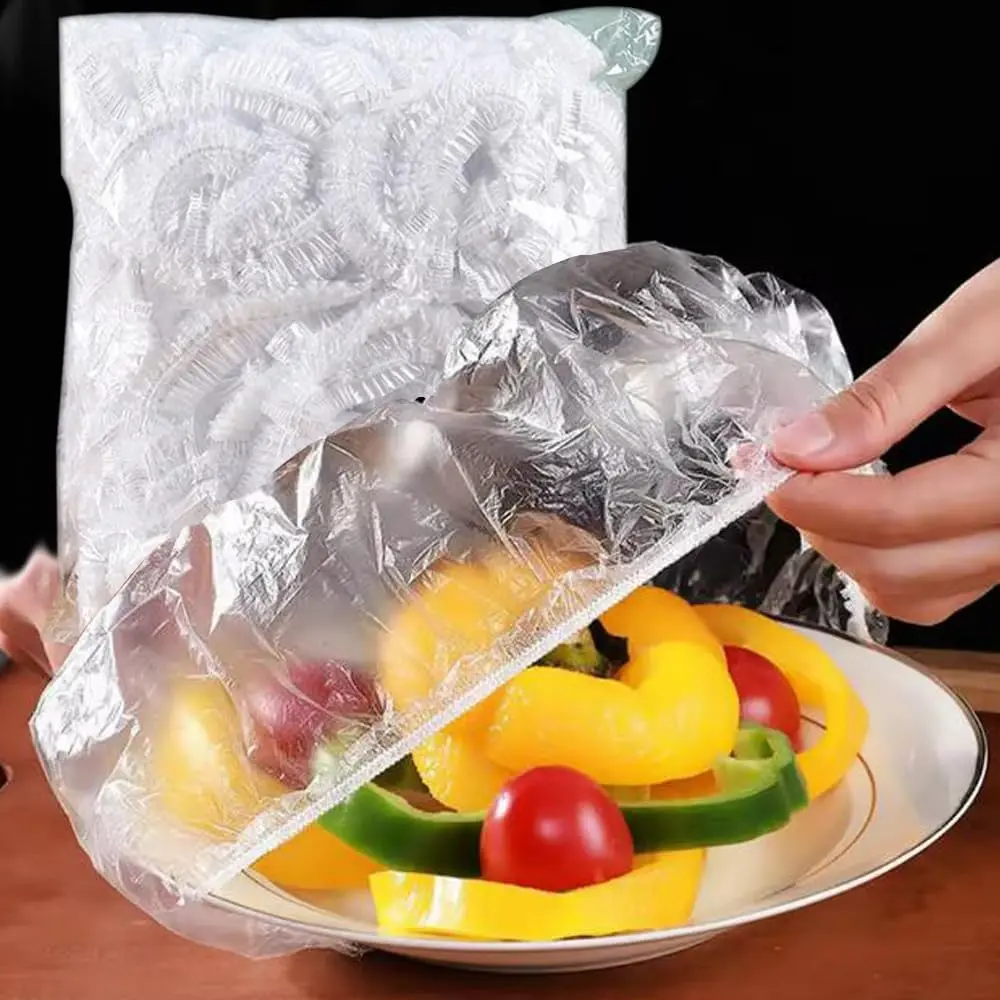 100PCS Disposable Stretch Food Covers, Elastic Kitchen Bowl & Plate Lids, Plastic Wrap Alternative for Food Storage & Leftovers Preservation, Keep Food Fresh, Picnic Kitchen