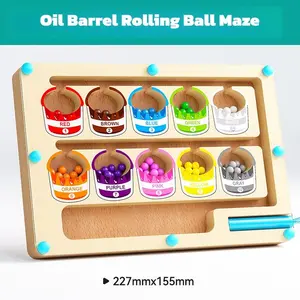 Wooden Color Sorting Magnetic Maze Toy for Kids 3-6 Years Old, Early Education Counting Board, Math Learning Tools, Pen Holder Practice, Color Classification Game