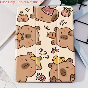 Cute Capybara Flip Stand Pen Slot Shockproof Tablet Case for iPad Air 4th 5th 7th  5th 6th Air 1 2 3rd Pro 10th Gen 10.9 10.2 9.7 10.5 11 Inch