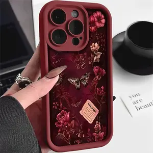 Vintage Rose Butterfly Stylish Pattern Phone cases Case Compatible with iPhone 17 Pro Max 16 16e 15 14 Plus 13 12 Mini 11 Air X XS Pattern TPU Lens Protection Durable Soft Cover Gift 2D printing Protective Smartphone