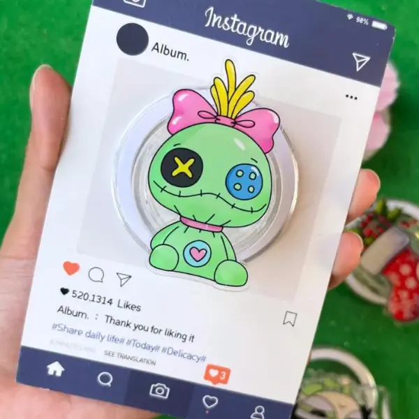 Kawaii Doll Spooky MagSafe Phone Grip, Horror Aesthetic Magnetic Phone Holder, Kawaii Scary Fan Gift , Kindle Accessories sticky Baby mount Library Card Flower-Shaped Multi-Functional Stand Universal Car Double-Sided Octo Adjustable Portable