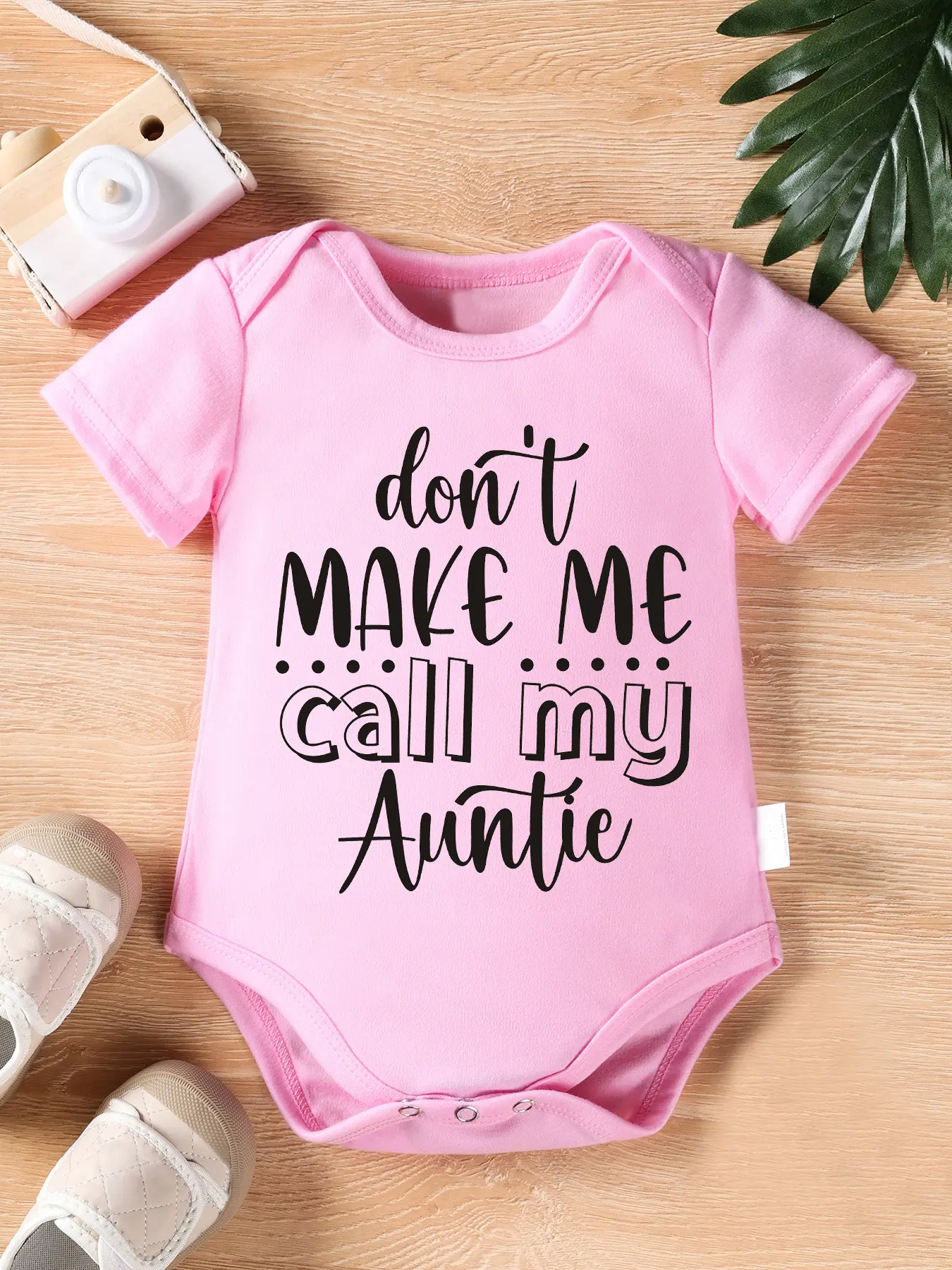 Baby Short Sleeve Bodysuit, Don’t Make Me Call My Auntie Funny Aunt Themed Family Newborn Cotton Onesie