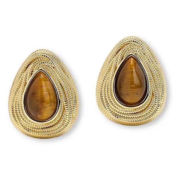 Bellezza Bronze Tiger's Eye Gemstone Stud Earrings Bellezza Bronze Tiger's Eye Gemstone Stud Earrings