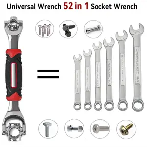 52 in 1 Universal Socket Wrench - Stainless Steel Professional Multi-Function Tool with 360 Degree Swivel Head professional grade dad gift