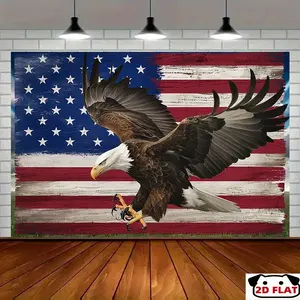 2D Flat Banner 1pc, Patriotic American Flag & Bald Eagle Canvas Art, Durablefor All Seasons, Room Decoration, Party Banner Supplies, American Decor, Party Decor, Event Banner, Home Decoration, Outdoor, Wall Decor Banner, Party Decorations Banners