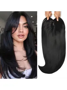 Hair Topper 12inch Clip in Synthetic Hair Toppers for Women with Thinning Hair Lightweight and Breathable Big Base Toppers Hair Pieces for Women Daily Use Black Synthetic Soft Hairpieces