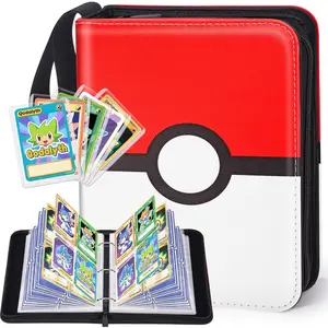 4 Pocket Zipper Card Binder Holds 400 Cards, PU Trading Card Album with 5 Hard Plastic Double-Sided Sleeves, Great for Game and Sports Cards