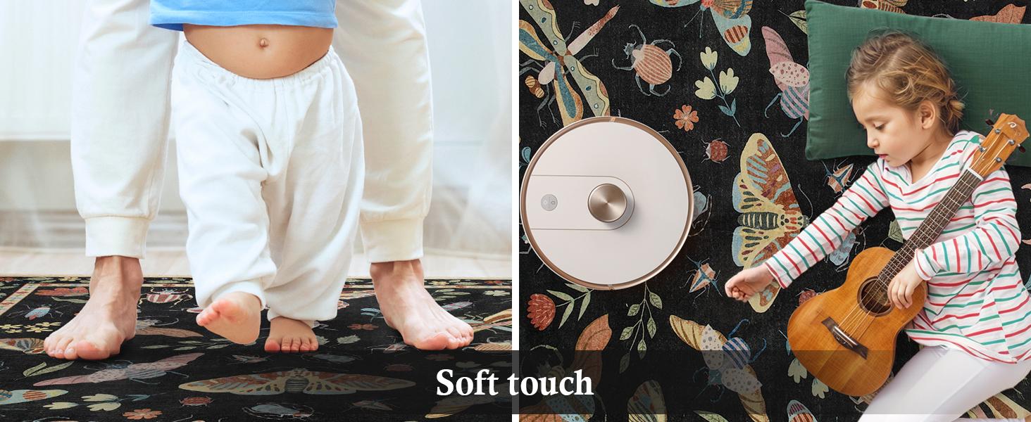 Lahome Washable Insect Area Rugs –Soft, Ultra-Thin Non-Slip Stain-Resistant Rug for Living Room, Bedroom, Dining Room and Office