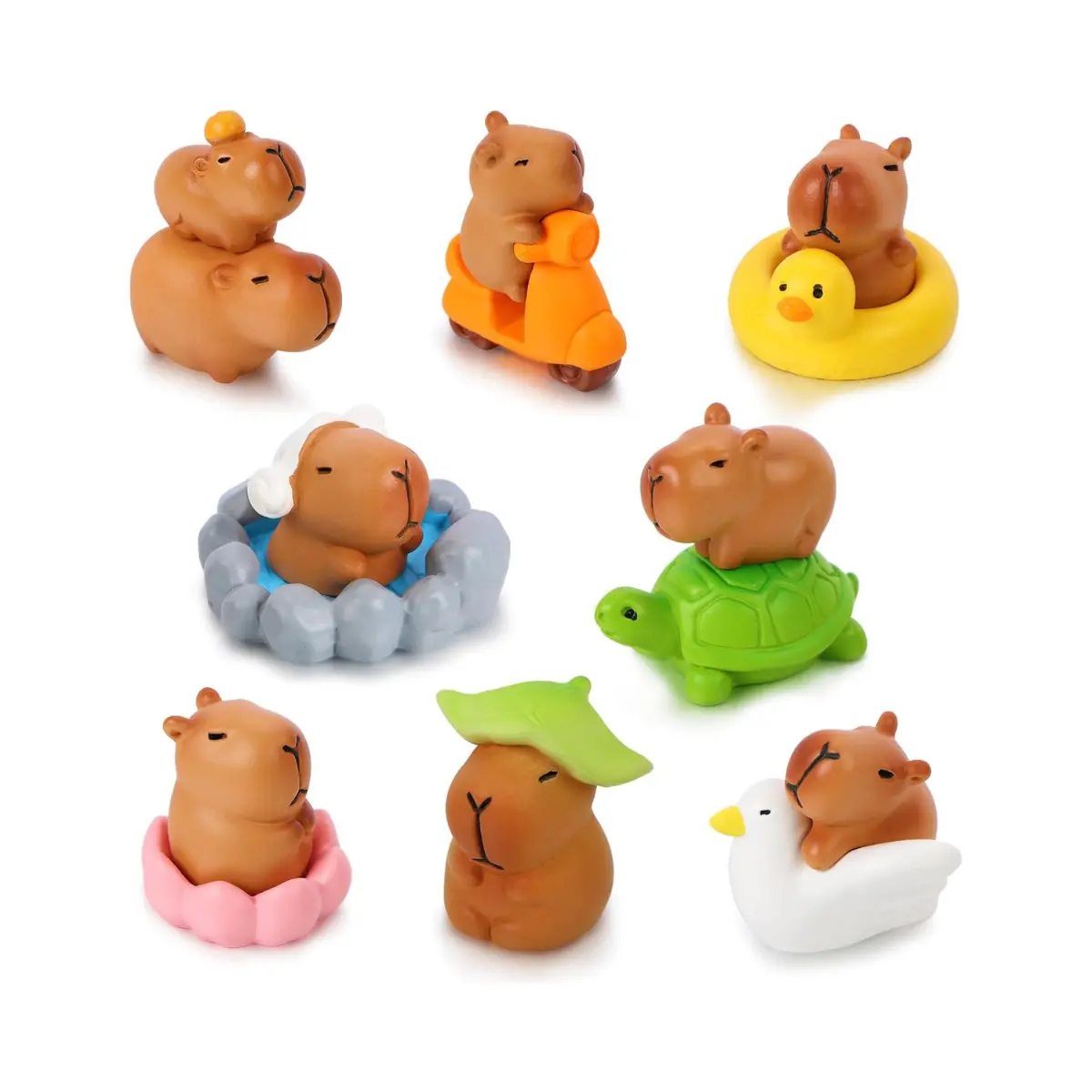 13 PCS Mini Capybara Figurines – Cute Tiny Resin Animals for Decor