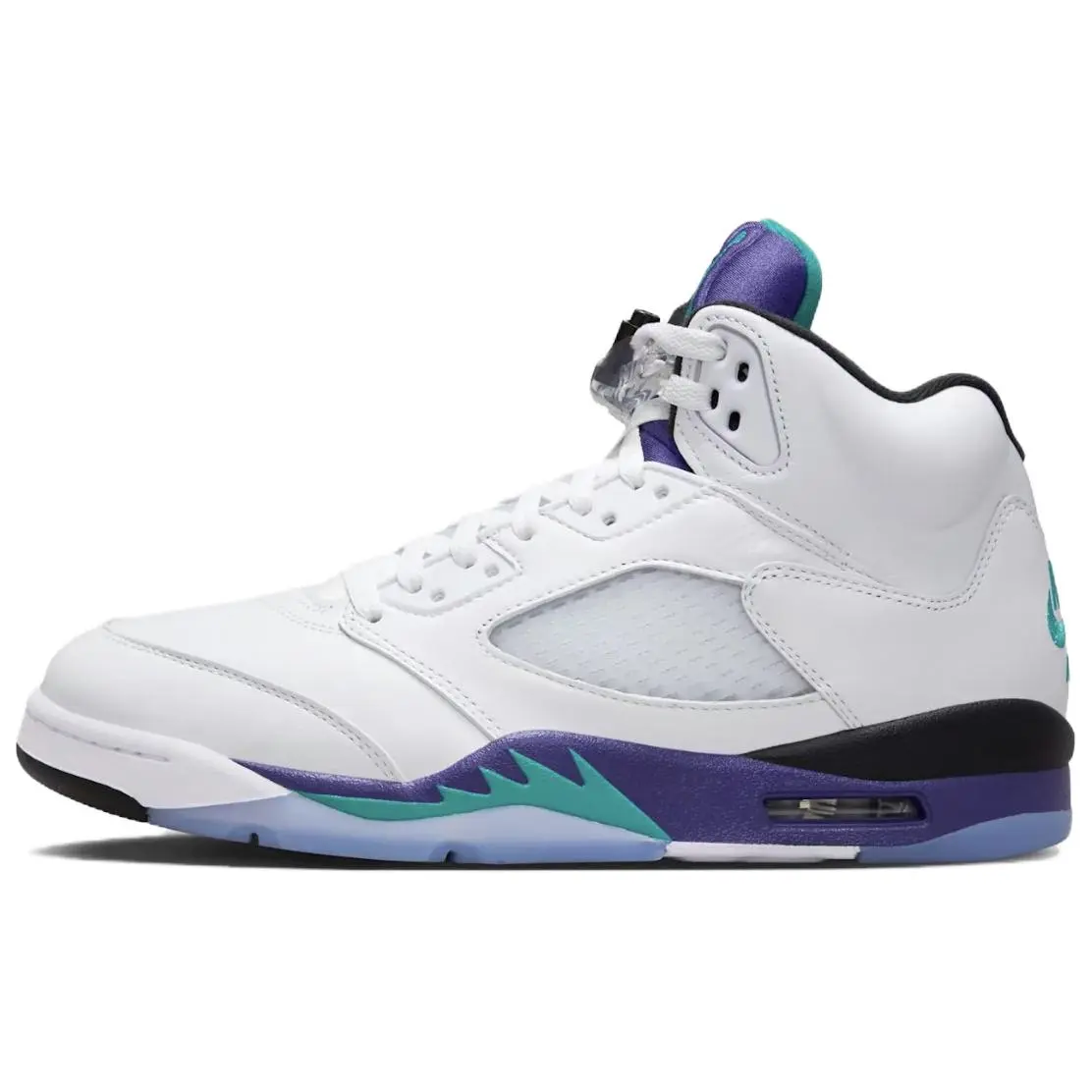 Air Jordan 5 Retro 'Grape' 2025 Sports Sneaker - Iconic '90s Style, Black-Purple-Teal Colorway, Black, Runs Small, Everyday Wear, US M 10