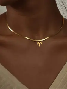 New Stainless Steel Zodiac Necklace, Fashionable Twelve Constellations Pendant, Stylish Jewelry for Women, Perfect Gift Idea, All Seasons Wear