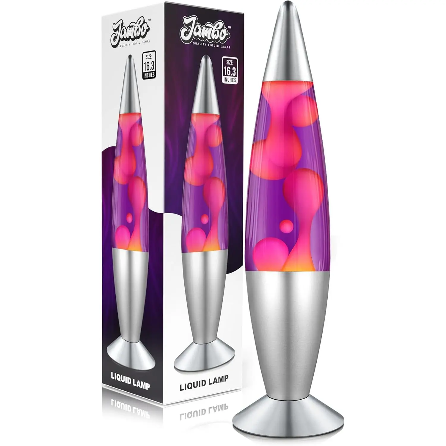 JAMBO 16" Liquid Motion Lamp – Purple with Pink Wax – Relaxing Magma Night Light for Bedroom, Living Room & Office – Decorative Lamp for Adults, Teens & Kids