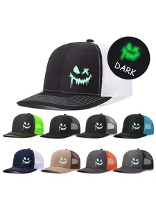 Unisex Luminous Smiling Face Baseball Cap, Glow Hat, Adjustable Trucker Mesh Hats for All Seasons, Stylish Dad Hats for Men & Women