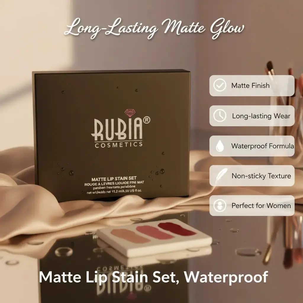 Matte Lip Stain Set, Long-Lasting Waterproof Non-Sticky Makeup Kit for Women (Beauty & Personal Care)