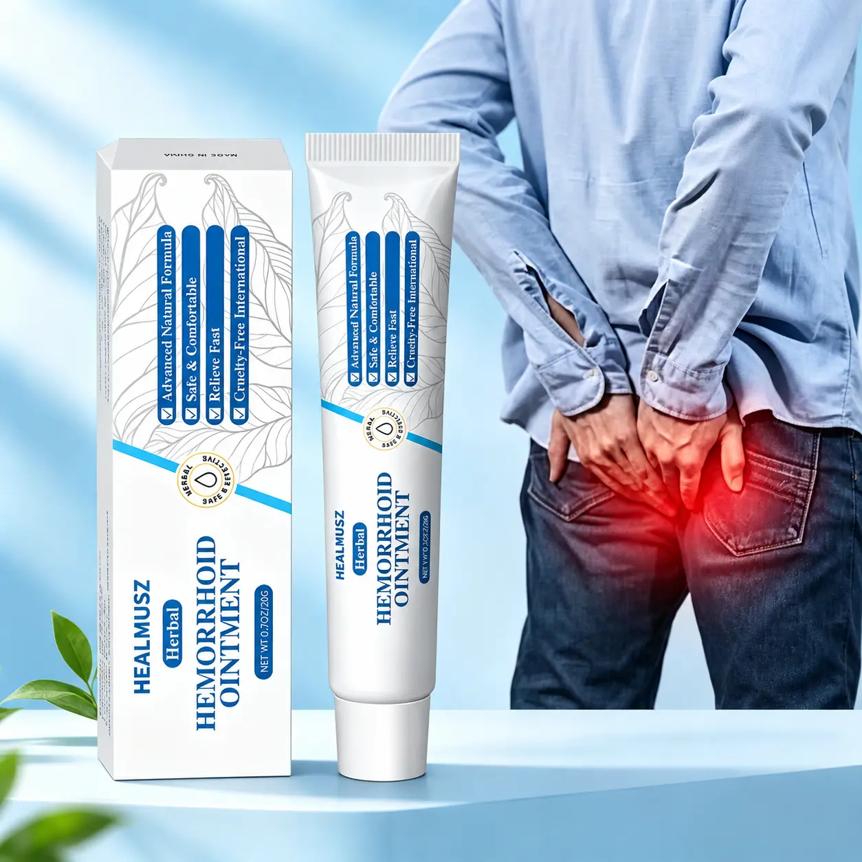 Natural Soothing Hemorrhoid Cream - Non-Steroidal Formula with Calamine Active ingredient & Body Moisturizers, 0.7 oz Herbal Cream for Sensitive Area Comforting Care