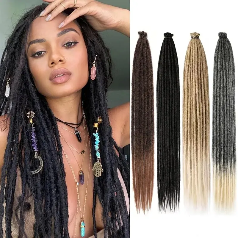 New 24 Inch Synthetic Dreadlock Extensions 10 Root/pack Hippie Single Ended Dreads  Loc Extensions Reggae Style Crochet Hair