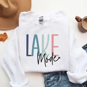 Lake Mode shirt, Wake and Lake Sweatshirt, Lake Vibes tshirt, Lake Camping tee, Lake Life Sweatshirt, Lake Vacay shirt Crewneck Unisex