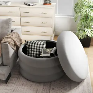 foot rest stool,Velvet Round Storage Ottoman – Makeup Vanity Stool with Metal Legs & Removable Lid, Upholstered Velvet Foot Stool for Living Room, Bedroom & Entryway