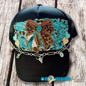 Western Bow Handmade Trucker Hat w/ Leather Patch