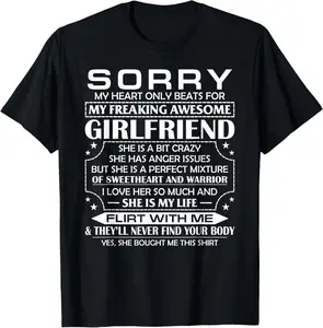 100% Cotton Sorry My Heart Only Beats for My Freaking Awesome Girlfriend T-Shirt