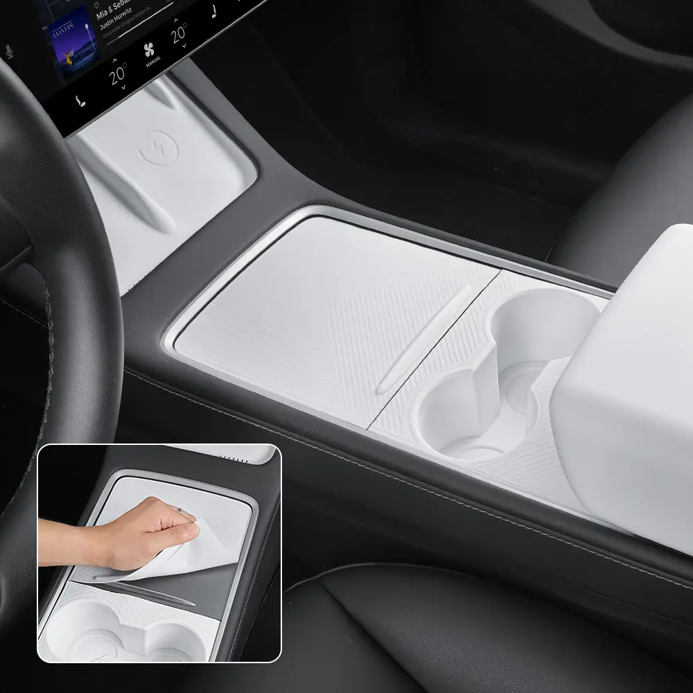 Tesla Center Console Silicone Wrap Kit for Model 3 2021-2023 & Model Y 2021-2024 & Model 3 Highland 2024 2025& Model Y & Juniper 2025-2026 Electrostatic Adsorption Cover