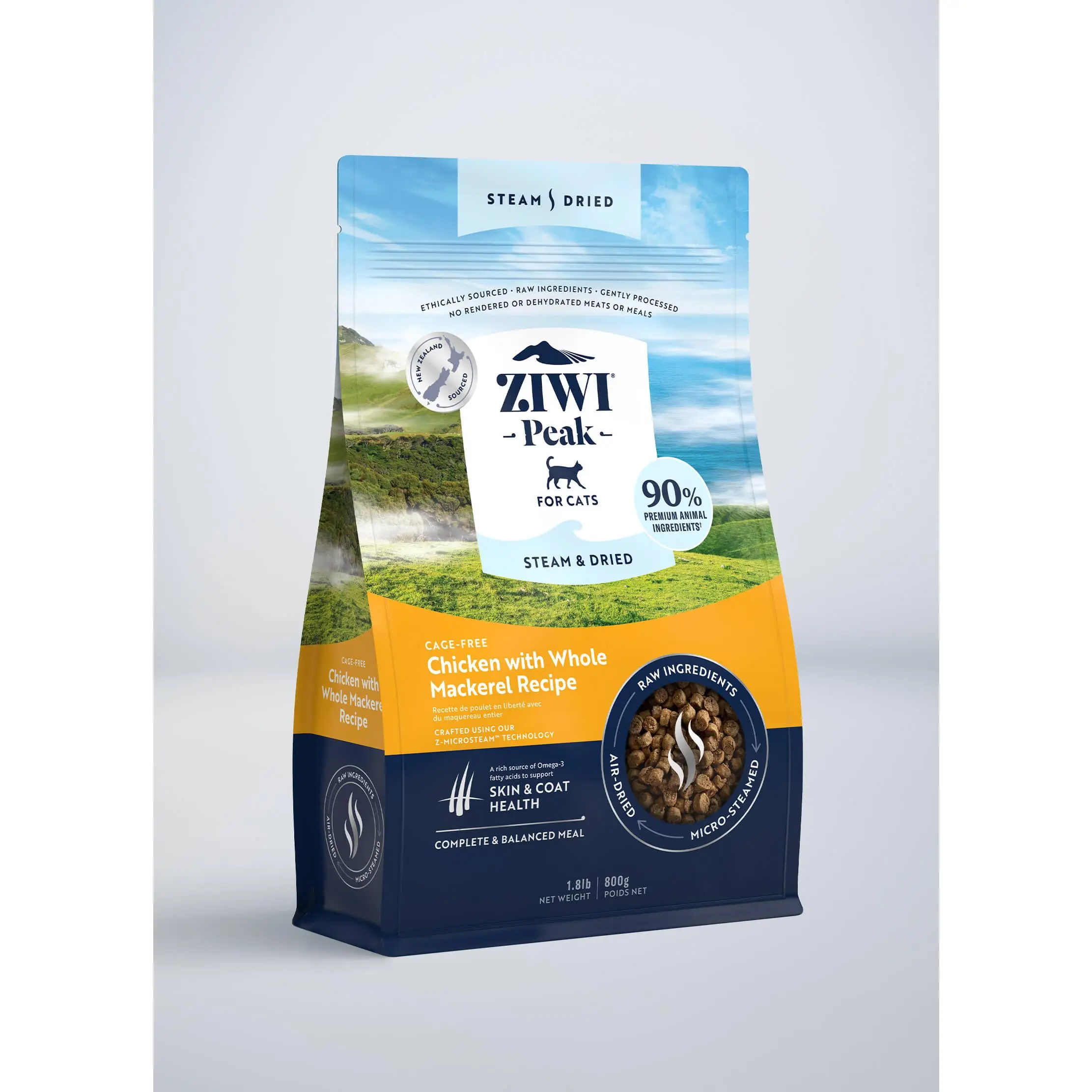 Steam & Dried Cage-free Chicken with Whole Mackerel Recipe for cats