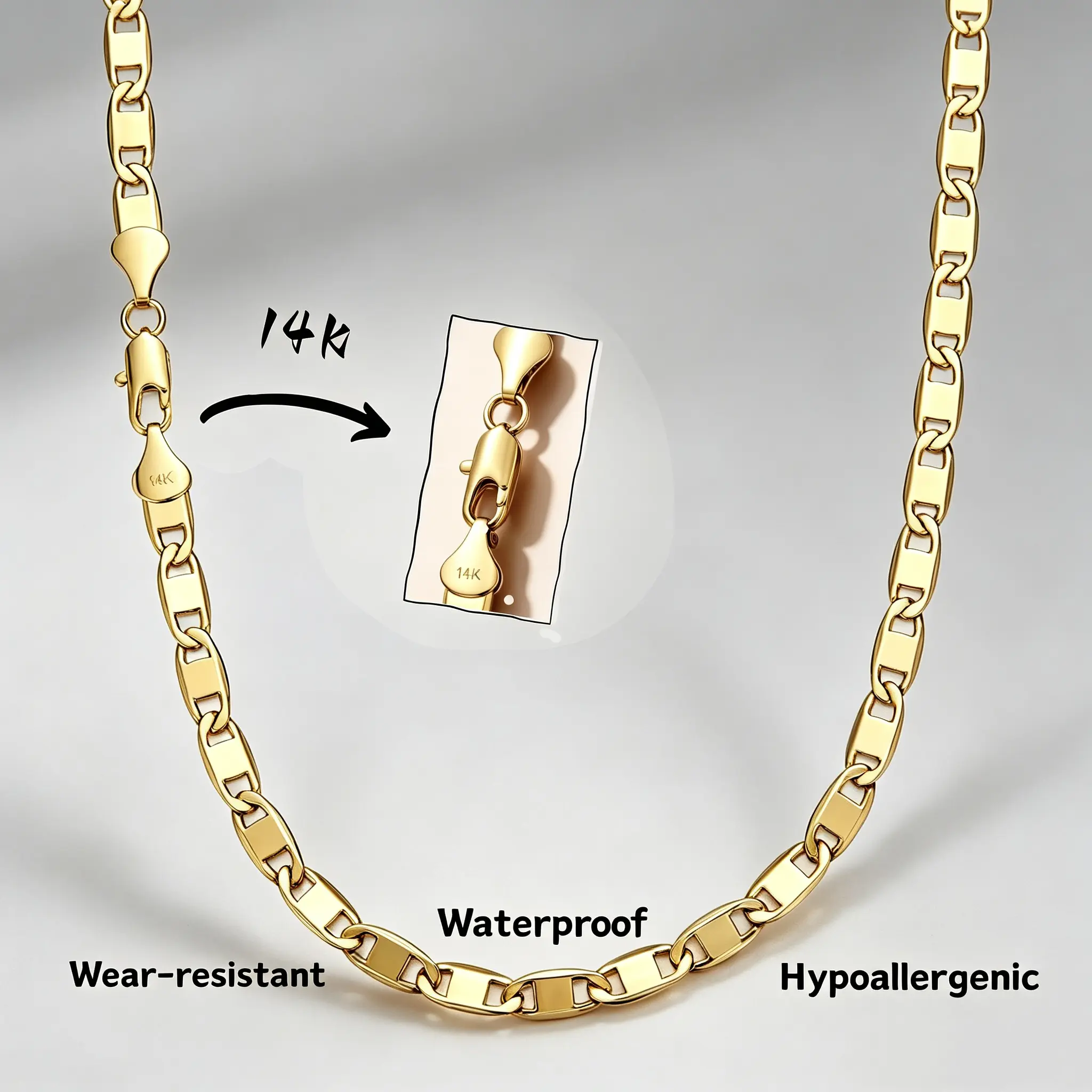 14K gold-plated necklace, stainless steel, water-resistant and hypoallergenic, a simple and versatile necklace that’s durable and fade-resistant, a classic necklace, a trendy and affordable luxury accessory, perfect as a gift