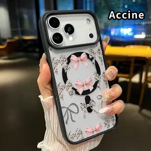 Magnetic Phone Case for iphone 17 Pro Max 16 Plus 15 14 13 12 11 XR Air E Bow Elegance Pattern Acrylic Back TPU Edges Clear Full Protection Ultra Thin Protective Cover for Boy