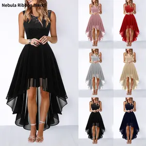 Spring/Summer Hollow Lace Waist-Cinching Chiffon Evening Dress