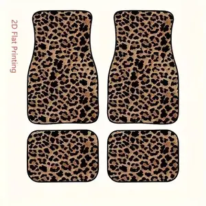 4 Piece Leopard Print Car Mat Set, Universal Fit Car Floor Mats, Full Coverage Car Interior Accessories, Women's Car Essentials, Car Interior Accessories Girls, Girly Car Interior Sets