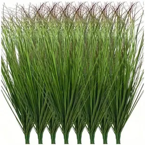 24 Pcs Artificial Grass Filler Plants, UV-Resistant Outdoor Fake Grass Shrubs, Tall Faux Wheat & Onion Grass for Home Decor, Indoor And Outdoor Use