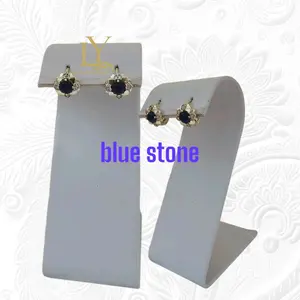 LaYaiBoutique #1025 Blue Stone Style Earrings Laminated 14k HIGH QUALITY.