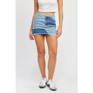 PATCH WORK DENIM MINI SKIRT