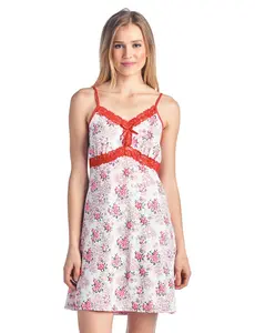 Casual Nights Women's Sleepwear Slip Nightgown Chemise Nighty - White Pink - X-Large