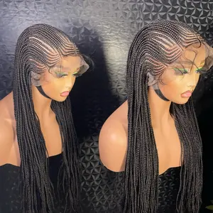 360 full lace Mirror face braided wig in 24 inches made with fiber hair blender lace. Medium: Cap size :21.5 – 22.5”