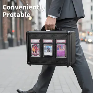 BEKRVIO-Graded Card Storage Box Sports Trading Cards High-Strength Aluminum TSA Lock Case with Transparent Display Window, Organizer for PSA/CGC/HGA/BGS/SGC Slabs