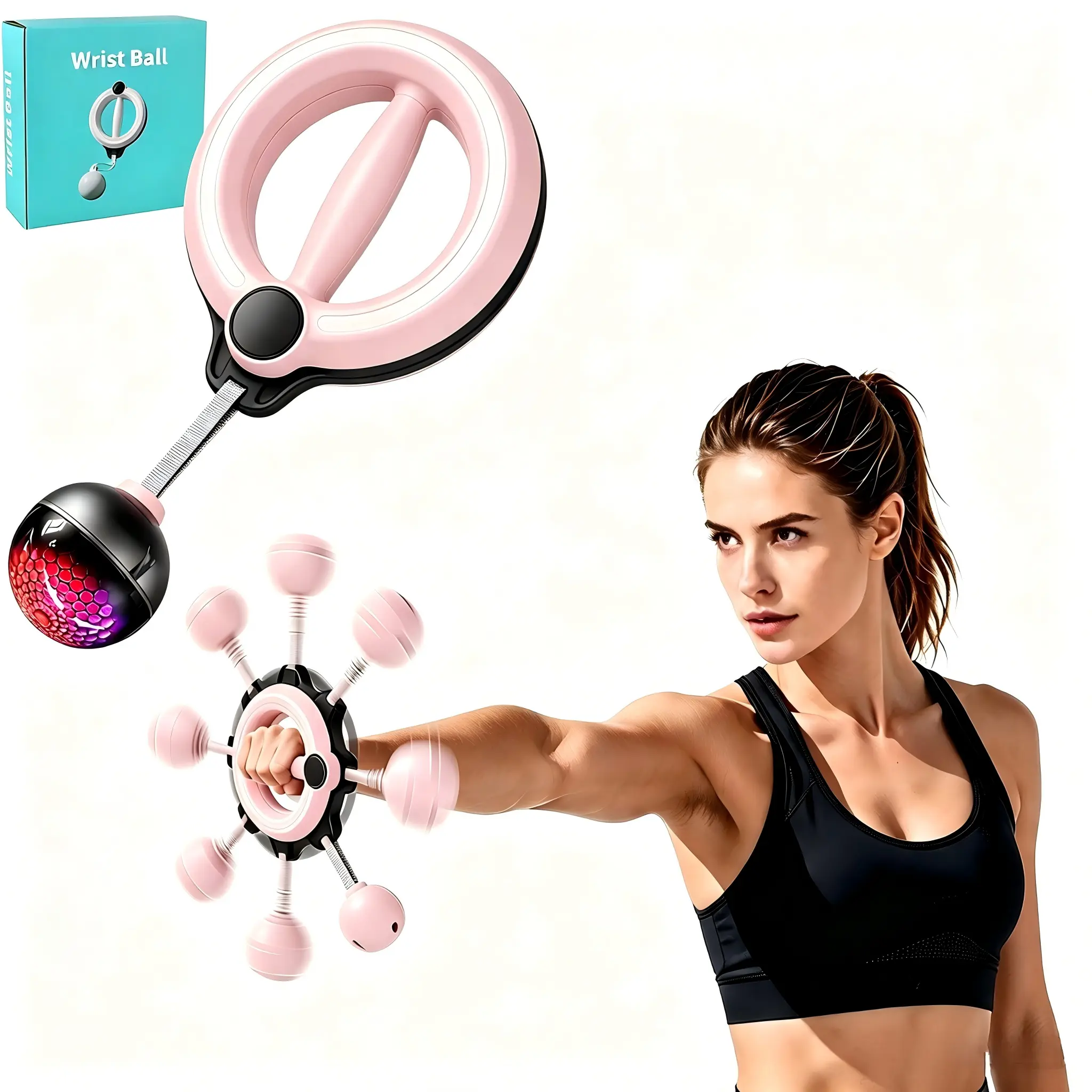 Centrifugal Wrist Exerciser with Digital LCD Counter, 360° Quiet Rotation Arm Trainer, Glowing & Standard Versions for Upper Body Workout