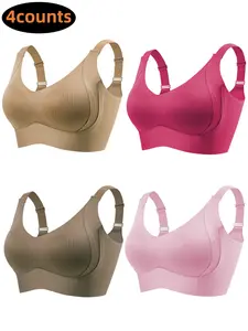 Comfortable Seamless Adjustable Bras for Women, 4 Pack Non-Wired Wireless Push-Up Bra, Daily Wear Comfort, Maximum Comfort, Ideal for Everyday Use