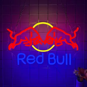 Red Bull neon signs, dimmable LED decorative neon signs, wall art modern mood lights, USB powered and dimmable, LED ambient lighting signboards, suitable for businesses, bars, shops, bedrooms, Christmas parties, and birthday gifts.
