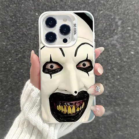 Scary Harlequin Design MagSafe Snap-On Cellphone Case for iPhone 7/8/X/11/12/13/14/15/16/17/18 Pro Max Plus Air, Hard PC Back Shockproof Halloween Accessory, Fingerprint-Free Flat Static Frost Finish Casing for Handheld Devices