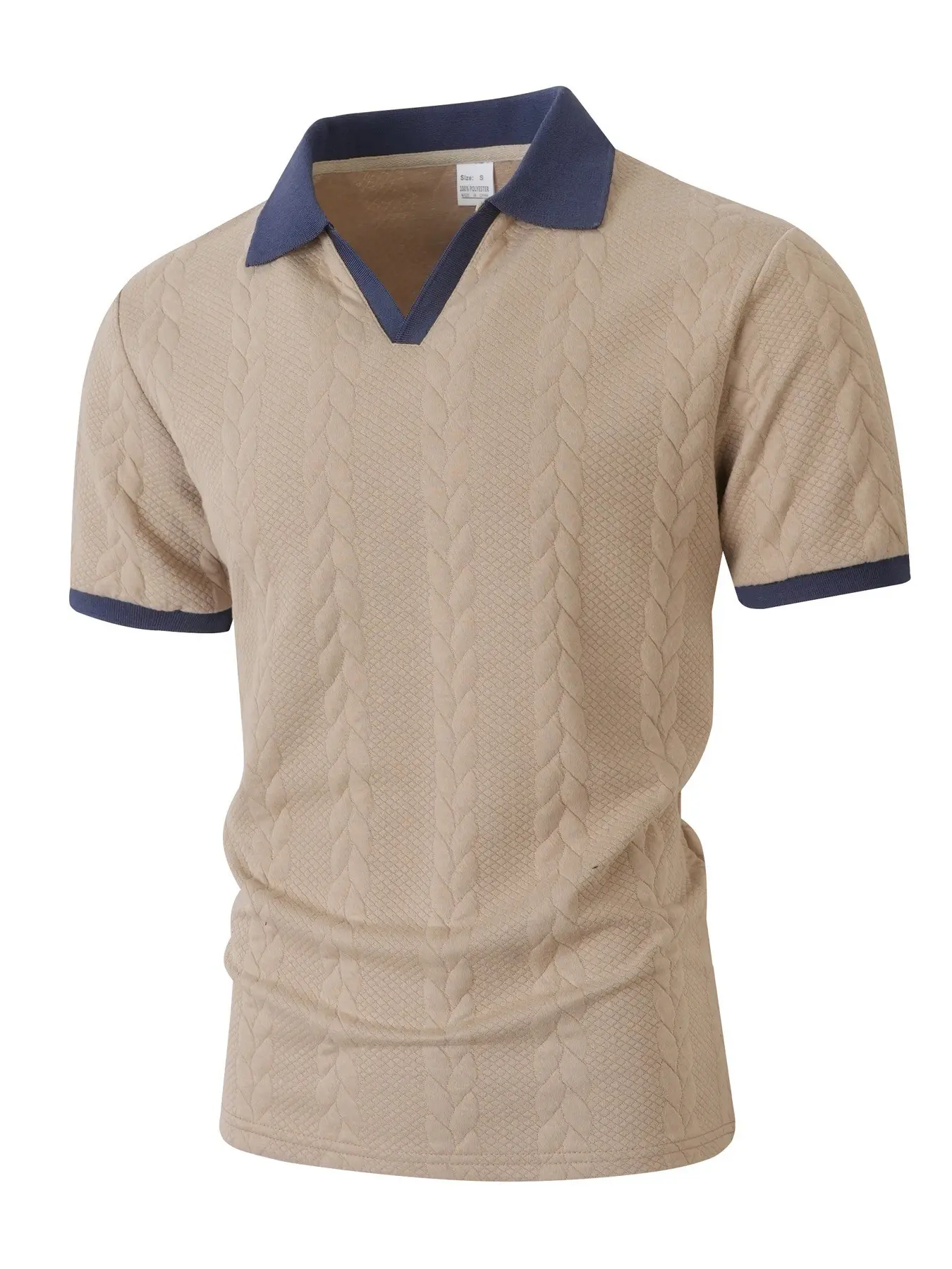 Premium Men's Short Sleeve Knitted Polo, Stylish Contrast Collar & Cuffs, Breathable Cable Knit, Versatile for Work & Leisure, Must-Have Summer Fashion for Men