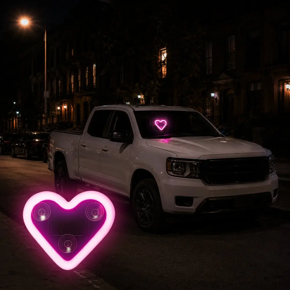 Solar Powered RGB Heart-Shaped LED Window Light - Car Atmosphere Lamp, Mood Light, Dual Power, RGB Colors, Strobe & Pulse, USB Rechargeable, Suction Cup Mount, Decorative Accessory for Interior Room, Valentine’s Gift
