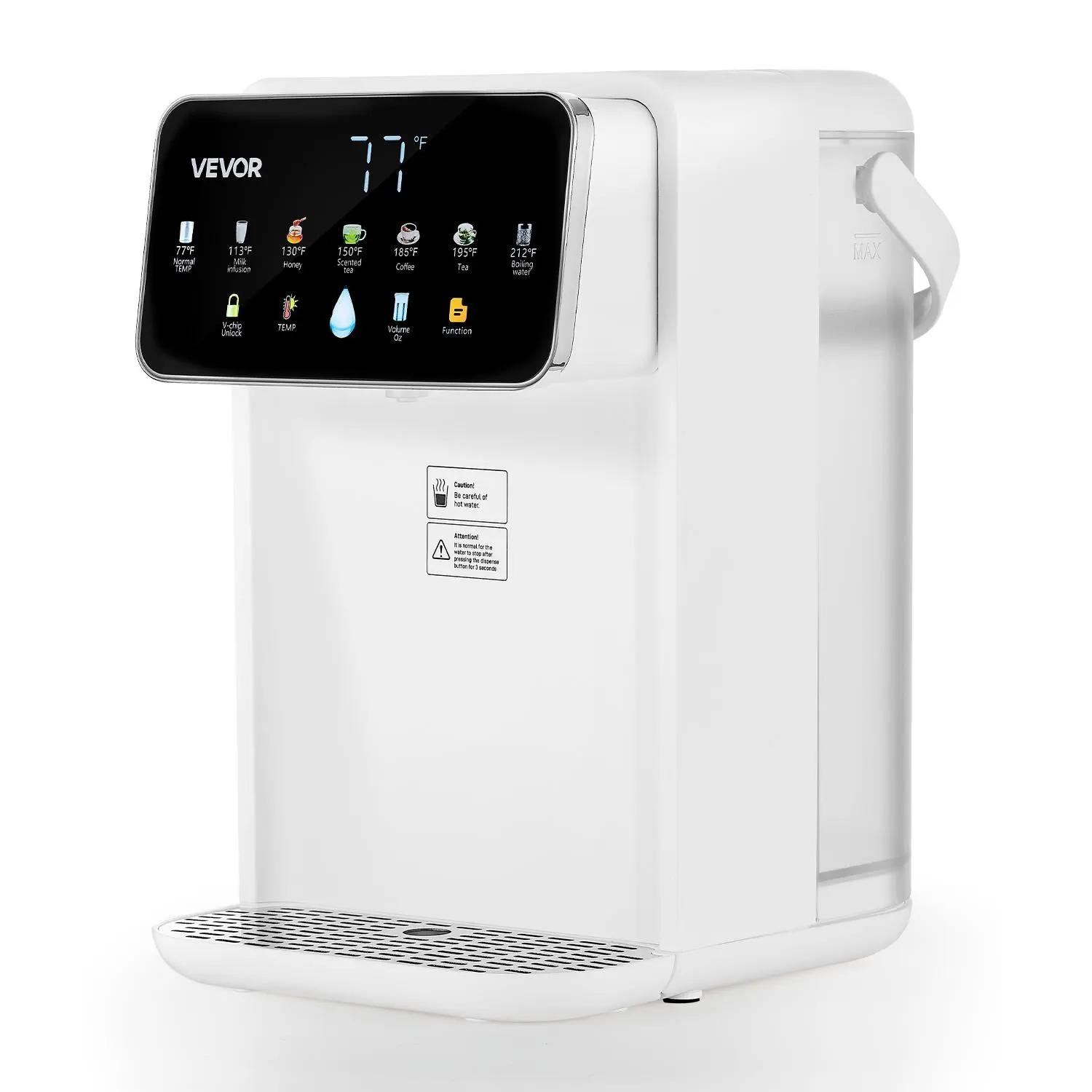 【summerfinds】VEVOR Instant Hot Water Dispenser, Countertop Boiling Water Dispenser with Adjustable 7 Temperatures & 7 Water Volumes, 118oz Removable Water Tank, Quick Heating with Touchscreen & Child Lock for Home