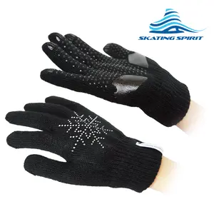 Gel Padded Gripper Gloves with Rhinestone Snowflakes