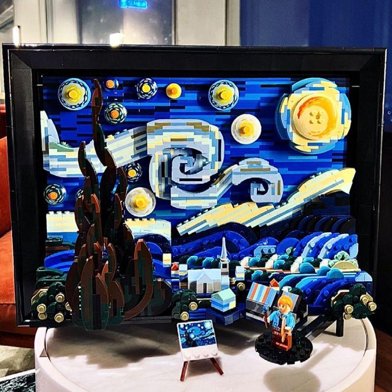 Van Gogh Starry Sky Starry Night Building Blocks 3D 3D Puzzle Model Decoration Assembled Educational Toys Girls' GiftsChristmasbirthdayChristmas gifts broken glass filter house Magnetic Color Maze Travel Wooden Memory Game for Kids Landscape Jigsaw board