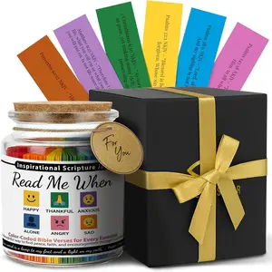 Read Me When  Verses Jar for Daily Encouragement, 96 Color Coded Scripture Jar for Emotions and Feelings, Inspirational Religious Gifts for Women, Easter Gifts
