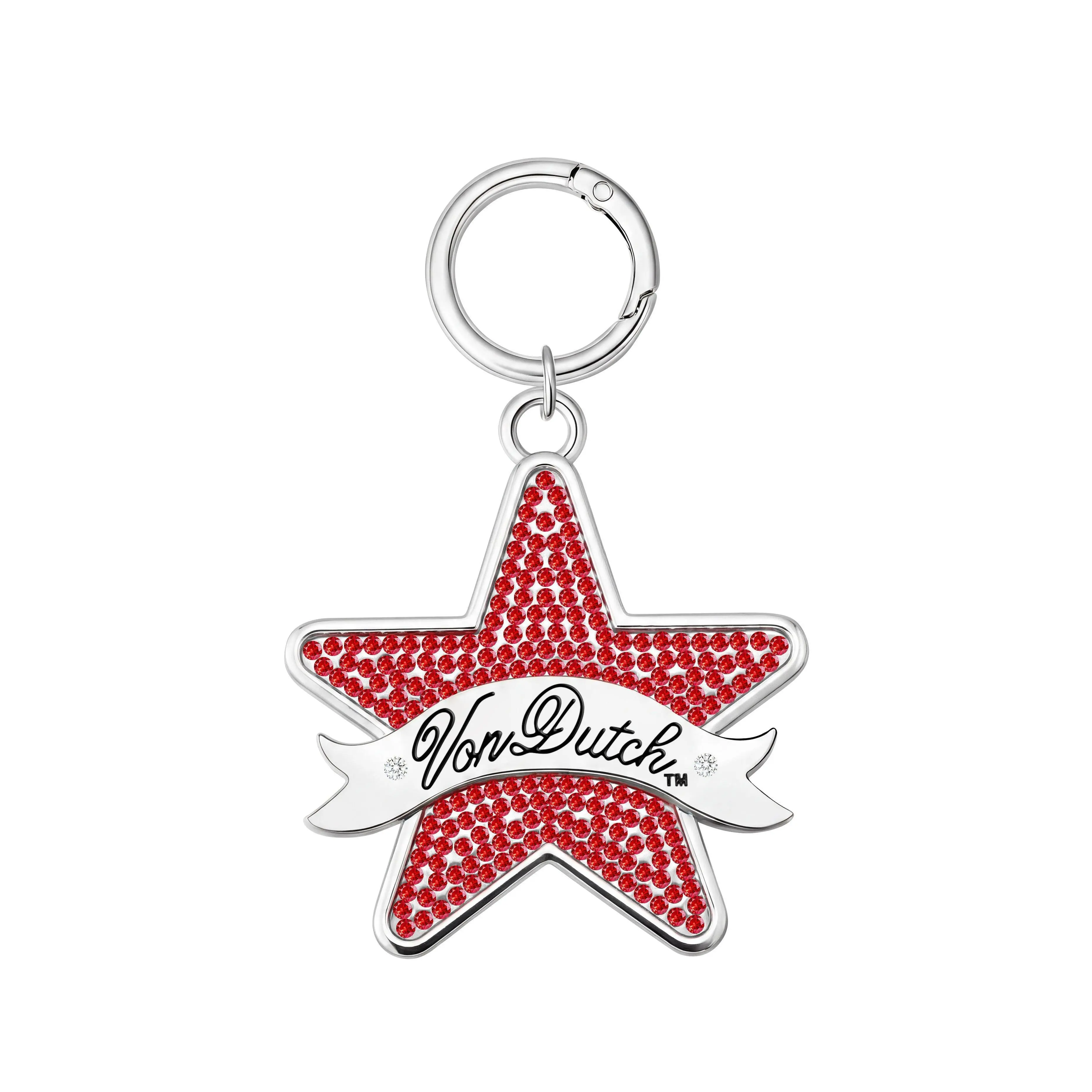 STAR KEYCHAIN - RED RHINESTONES